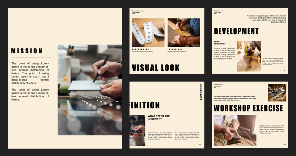 A presentation slide showing the evolution of design, with elements from a previous design being enhanced and built upon for a more polished and refined final version.