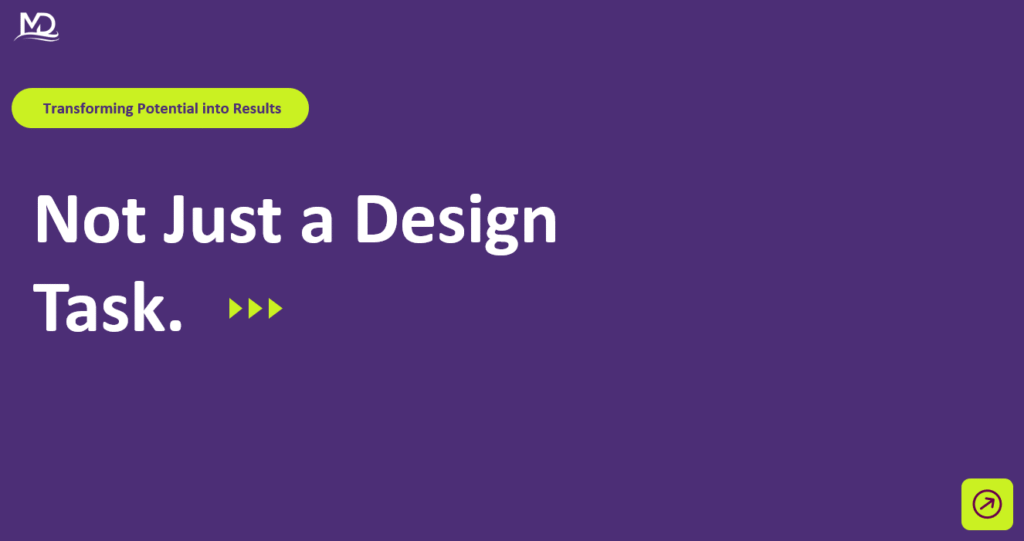 A business professional presenting a sleek, well-structured slide deck, highlighting that effective presentations go beyond design and serve as a strategic communication tool.